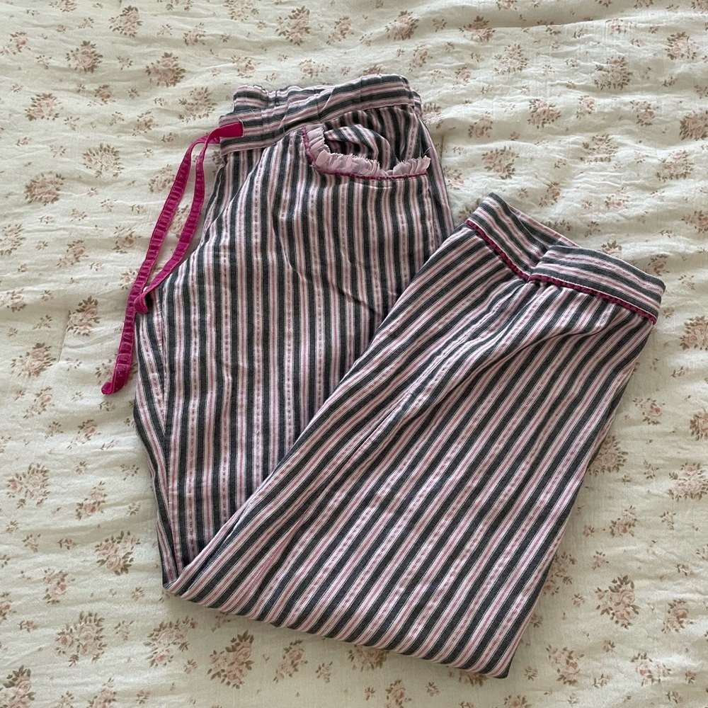 Victoria's Secret Pink and Gray Striped Pajama Pants